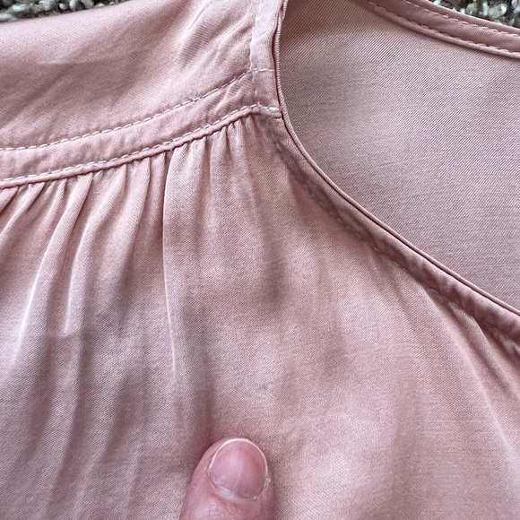 Nation LTD Pink Tie Neck Sateen Long Sleeve Blouse Balloon Sleeve Small Satin - Picture 8 of 14